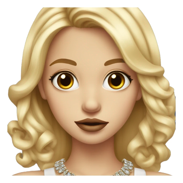 blonde girl with hazel eyes and big lips with jewelry sticker