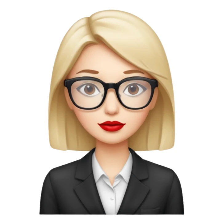 office working woman with rectangle glasses and red lipstick  sticker