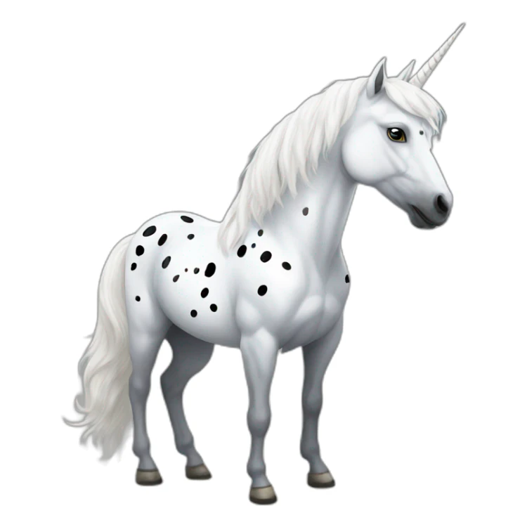 White horse with black spots and white wings and unicorn horn sticker