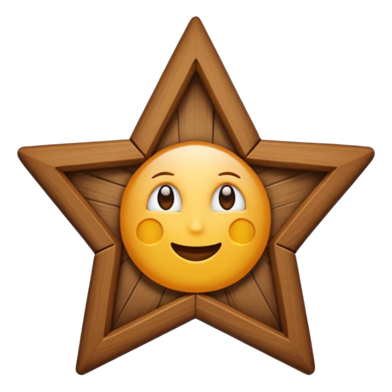 wooden wall picture frame of a star no eyes sticker