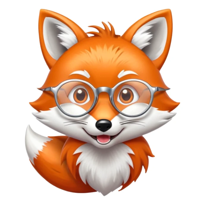 A surprised fox with sparkling fur, a glowing tail, a silver star on its forehead, and round glasses, with wide open mouth and eyes, looking shocked or scared. 🦊😱 sticker