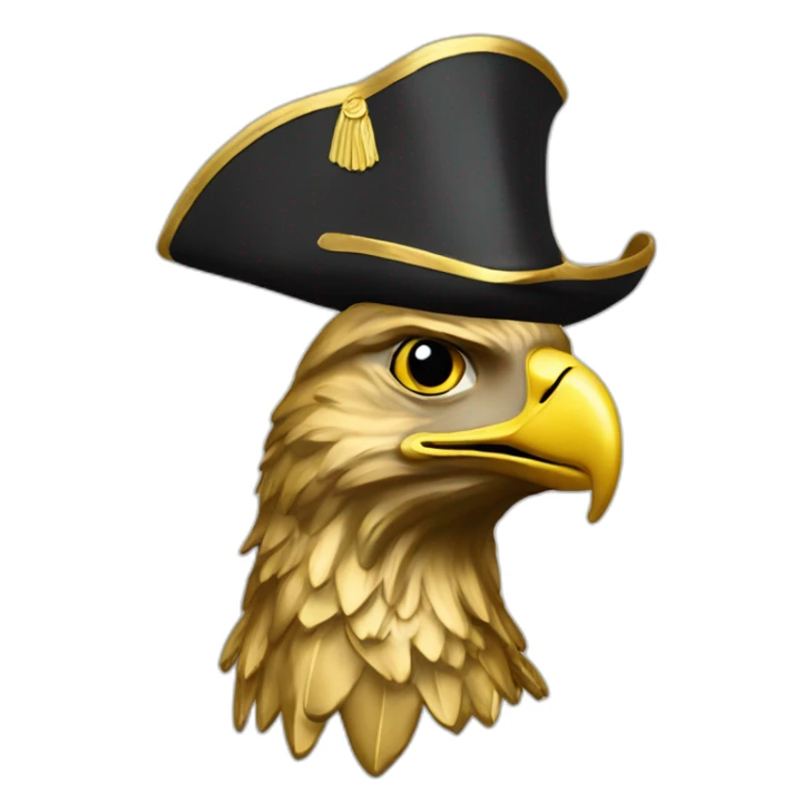 statue golden eagle with napoleon tricorne hat sticker