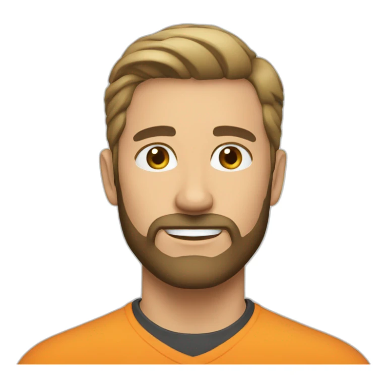 man 40 short beard white sticker