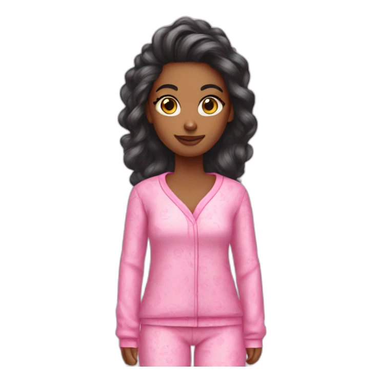 pink ends hair girl designer in pajamas sticker