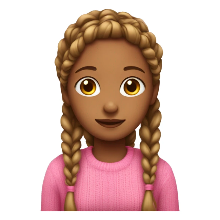 A girl with braids and a pink sueter sticker
