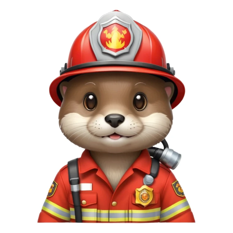 cute otter wearing firefighter helmet and uniform sticker