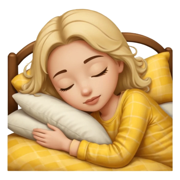 single-girl-in-brown-cozy-yellow-bed-sleeping-pretty-eyelashes-light-skin sticker
