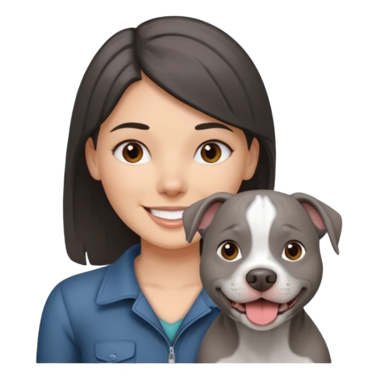 Completely Grey pitbull with one darkBrown haired Girl  sticker