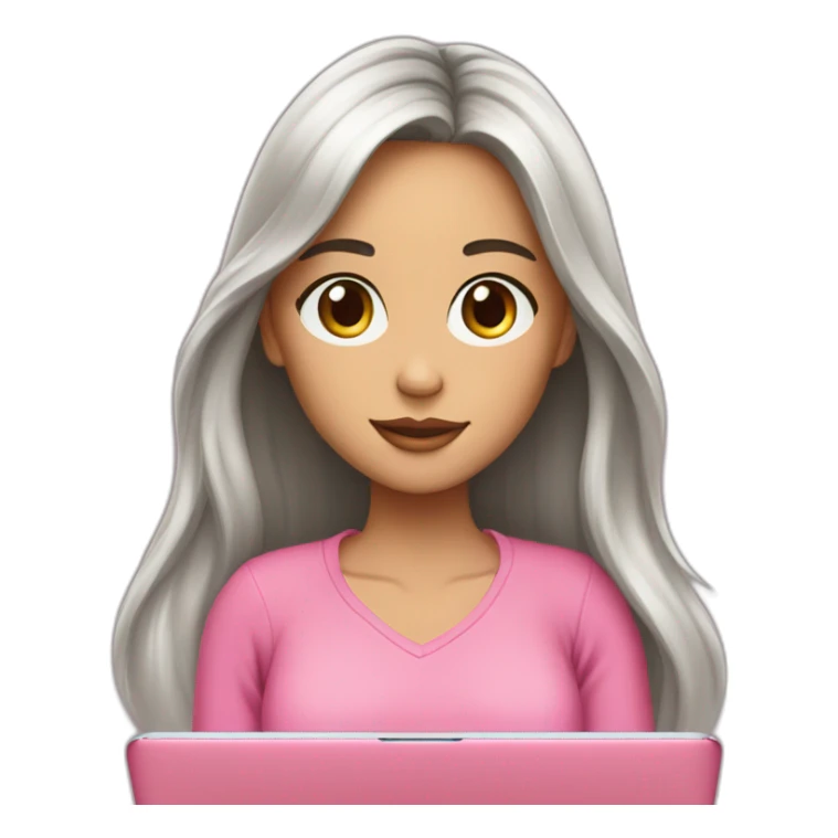 smm girl brunet with long hear and brown eyes with pink mac book sticker