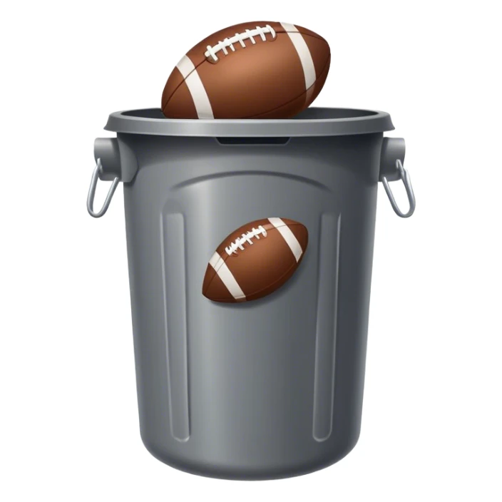 Garbage can with American football sticker