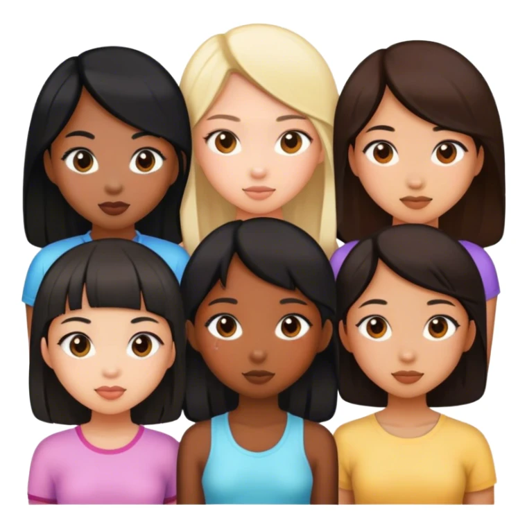 One black girl, four Asian girls sticker