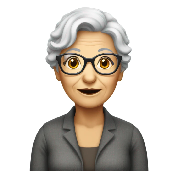 Old grey hair lady with glasses sticker