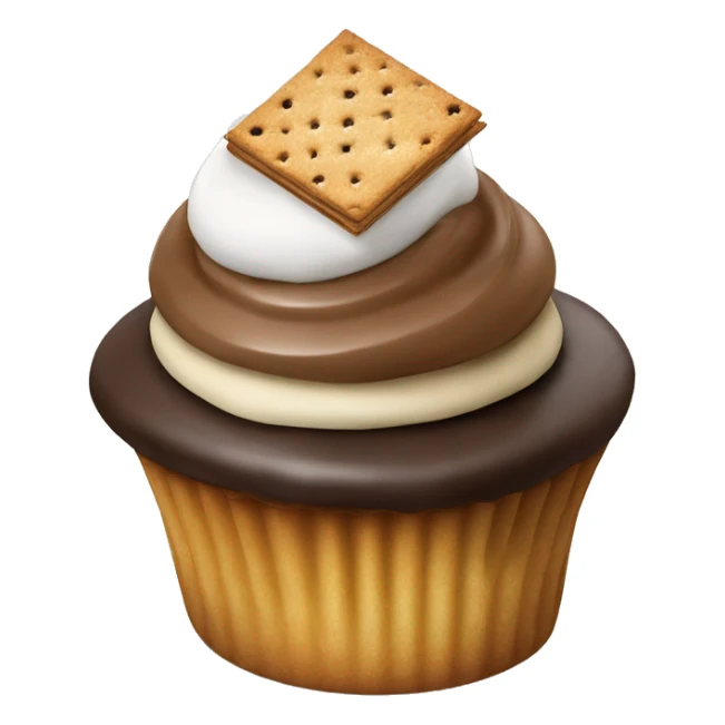 S’mores cupcake with chocolate and graham cracker sticker