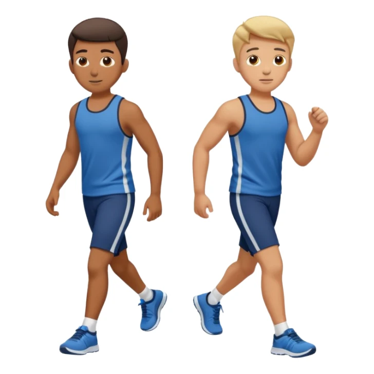 two boys walking, wearing gym clothes, full body sticker