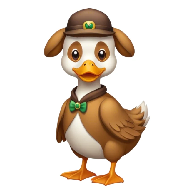 Dog wearing a duck costume sticker