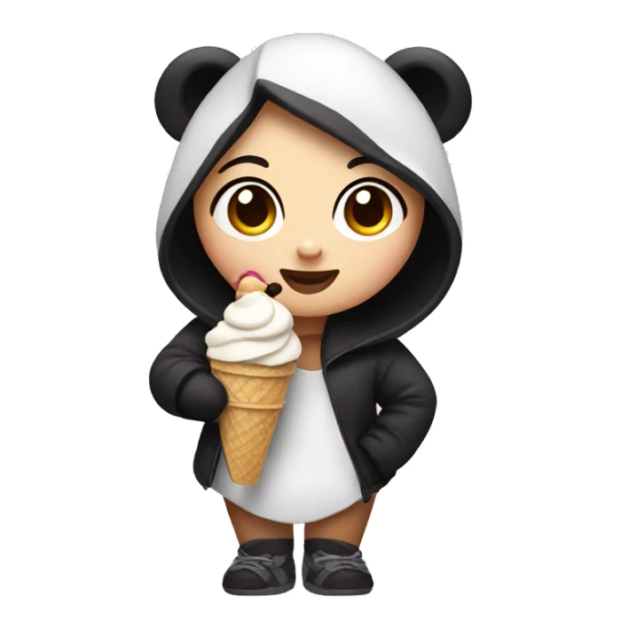 Girl wearing panda and eating ice cream  sticker
