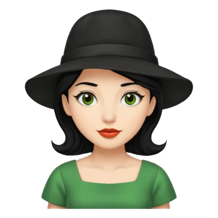 green dress black hair black hat sticker