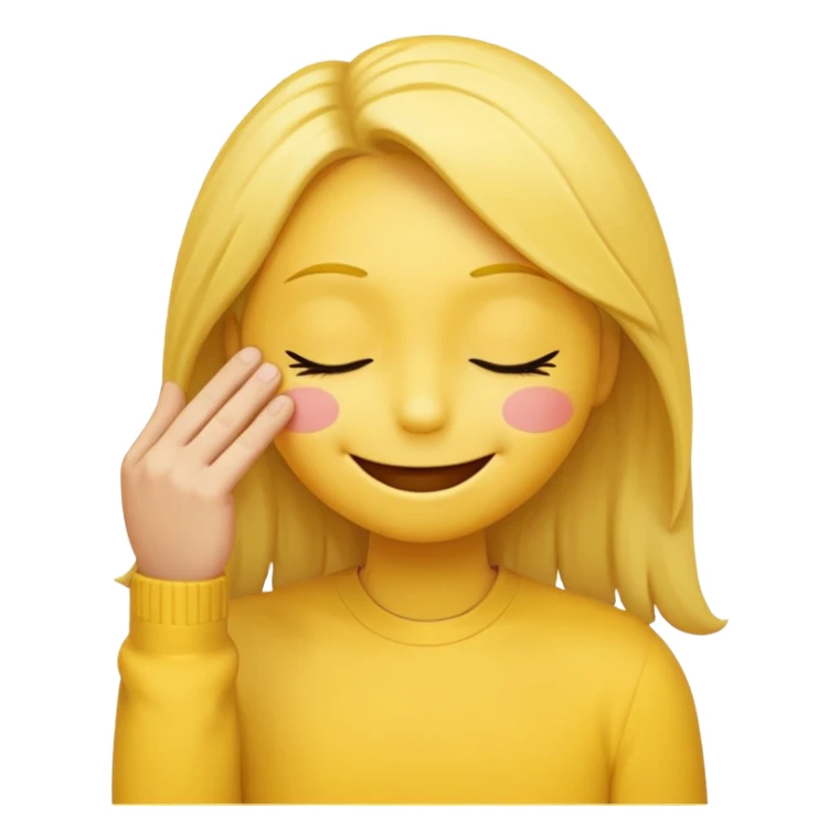 Smiley face with their eyes closed and a “I’m better than you” impression on their face while their hand looks like it’s tucking the hair behind its ear sticker