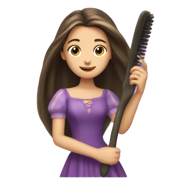 Pretty brunette brushing hair rapunzel sticker
