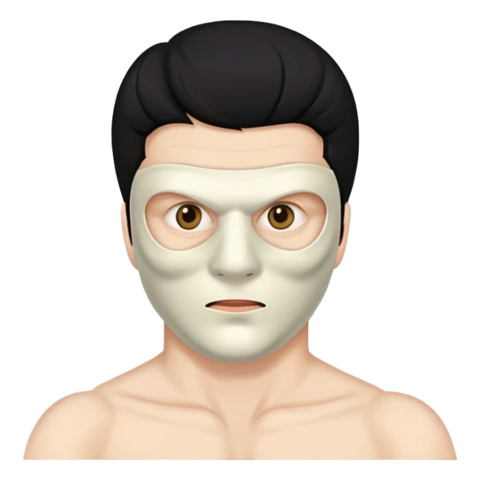masked man, evil, serial killer, creepy, black hair, older, shoulders sticker