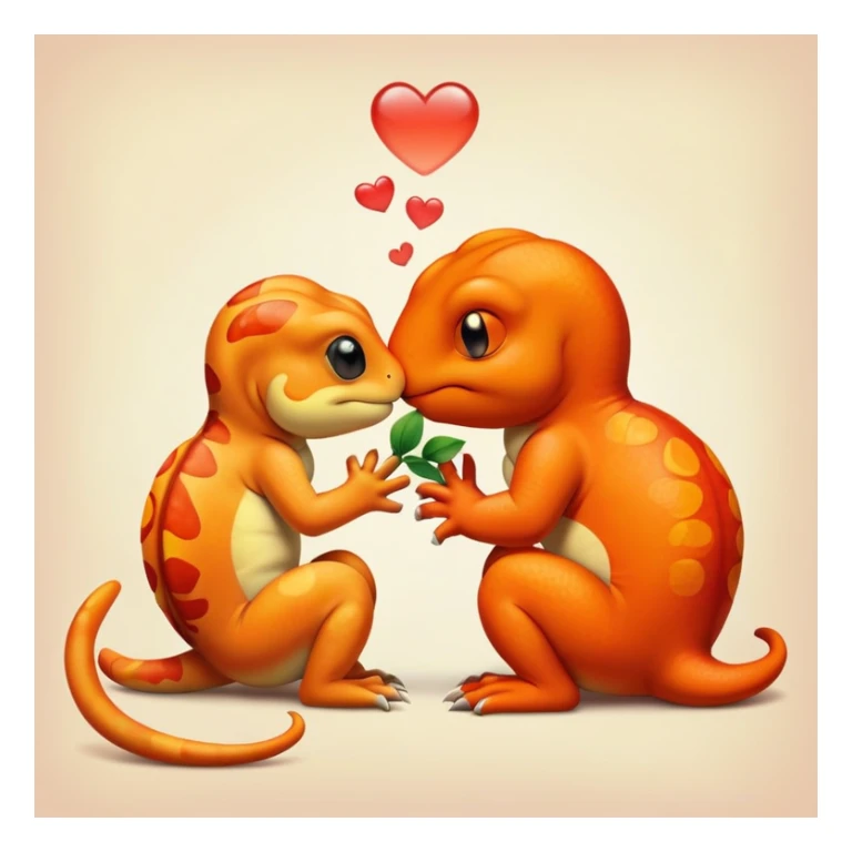 Chameleon and charmander kissing homies sticker