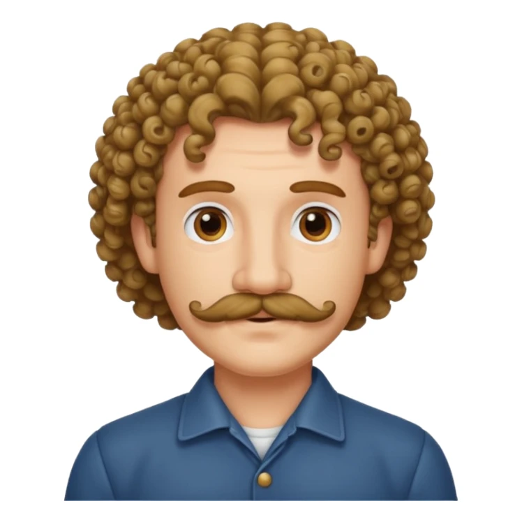 Man with mustache and curly hair sticker