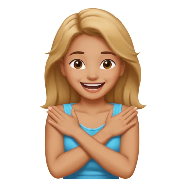 Arms crossed holding neck laughing girl sticker