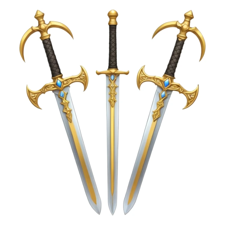 Two Golden royal swords with gold blades and gold handel sticker