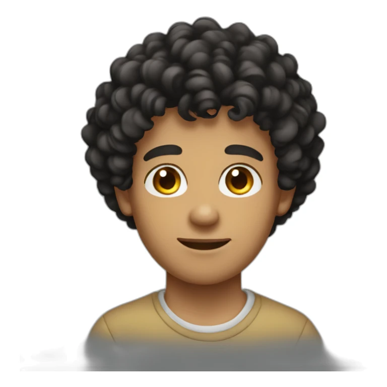 young man informal cloth tanned black curly hair sticker