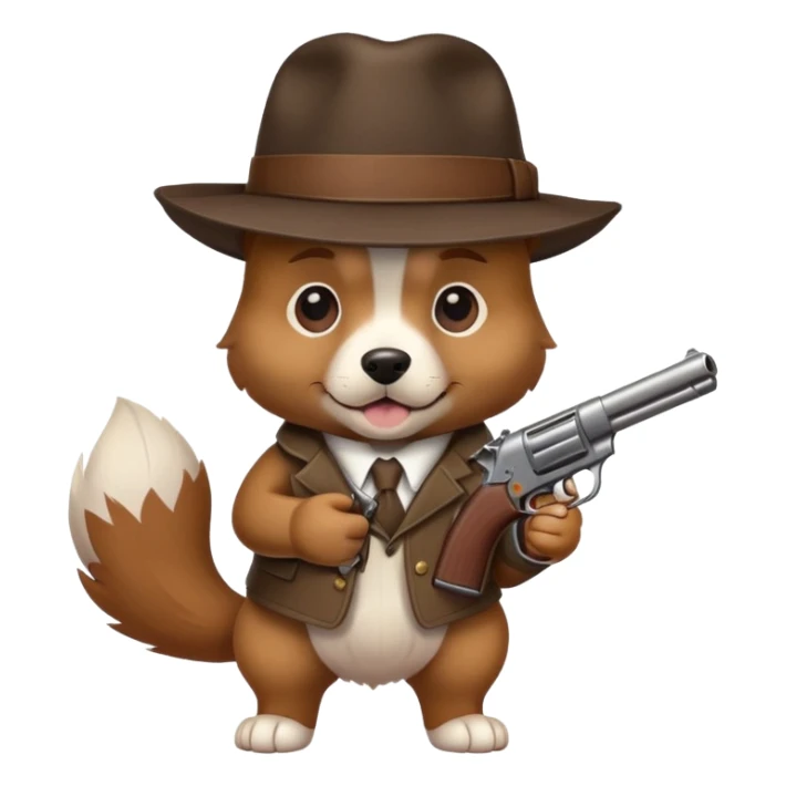 Dog as a gangster holding a gun sticker