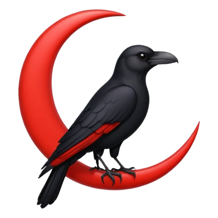 red heart with a black raven and moon, dark romance sticker