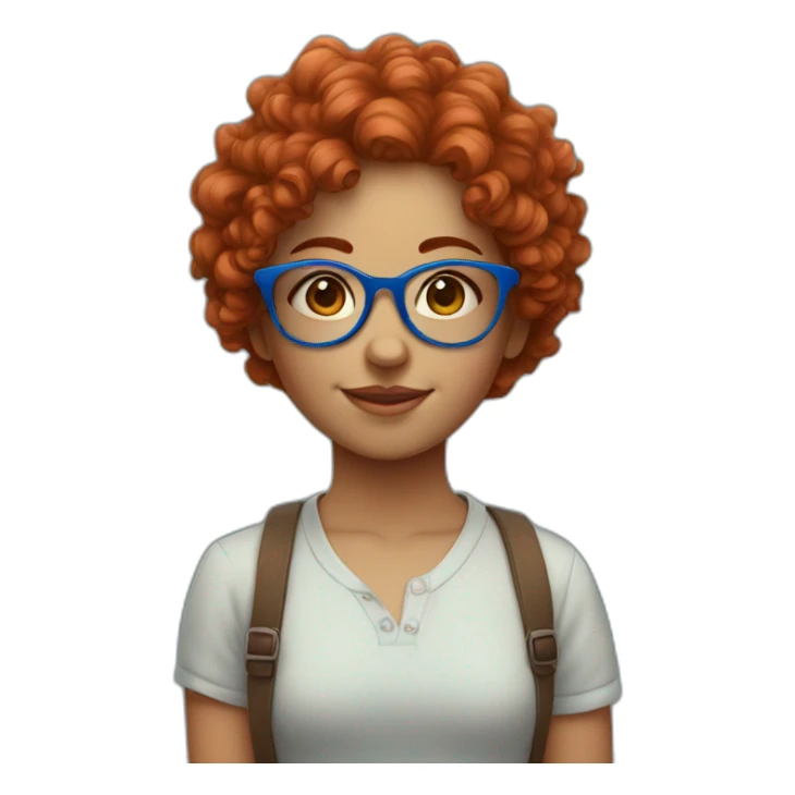 a cute girl with curly red hair and blue glasses sticker