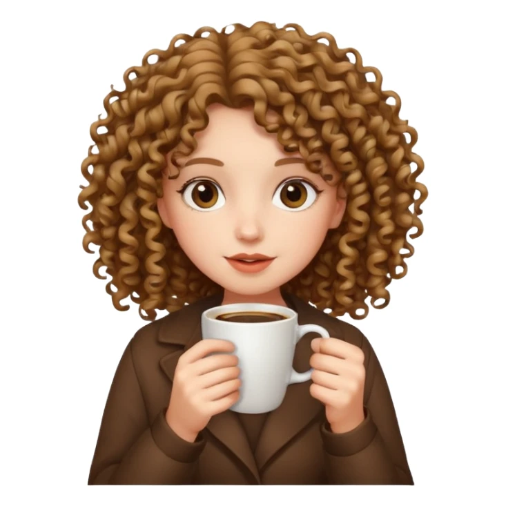 Curly girl whit coffe coquet sticker
