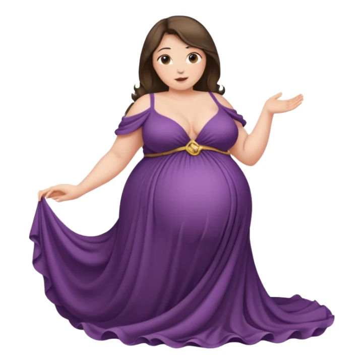 Lady with huge voluptuous boobs, with thick thighs, while having a huge pregnant belly sticker