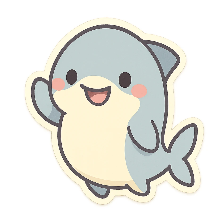 baby shark, chubby, waving fin, minimal details sticker