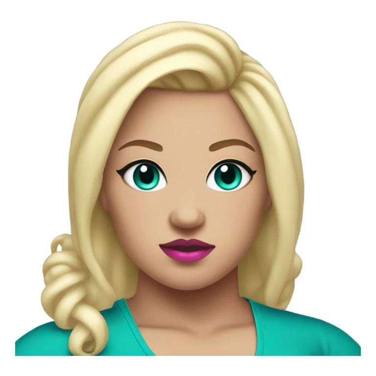 A blonde BBW female wrestler with pink lips and teal eyeliner sticker