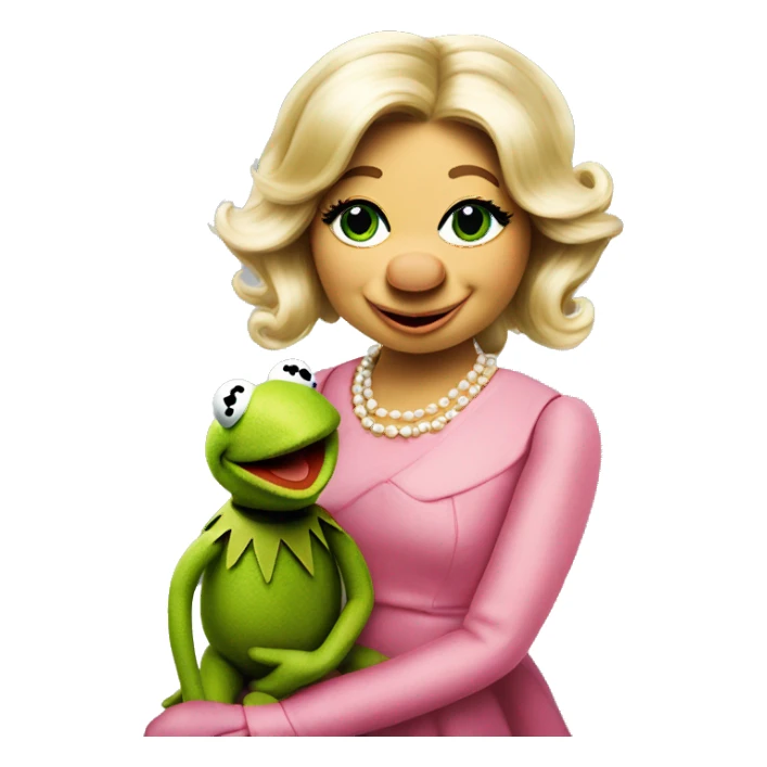 Miss piggy puppeting Kermit  sticker