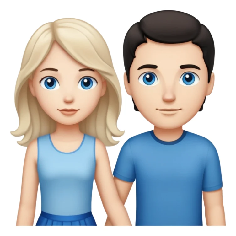Strong white man with short black hair and white girl with long wavy light brown hair and blue eyes holding hands sticker