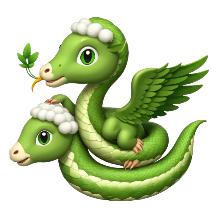 Snake with wings flying holding a little lamb sticker
