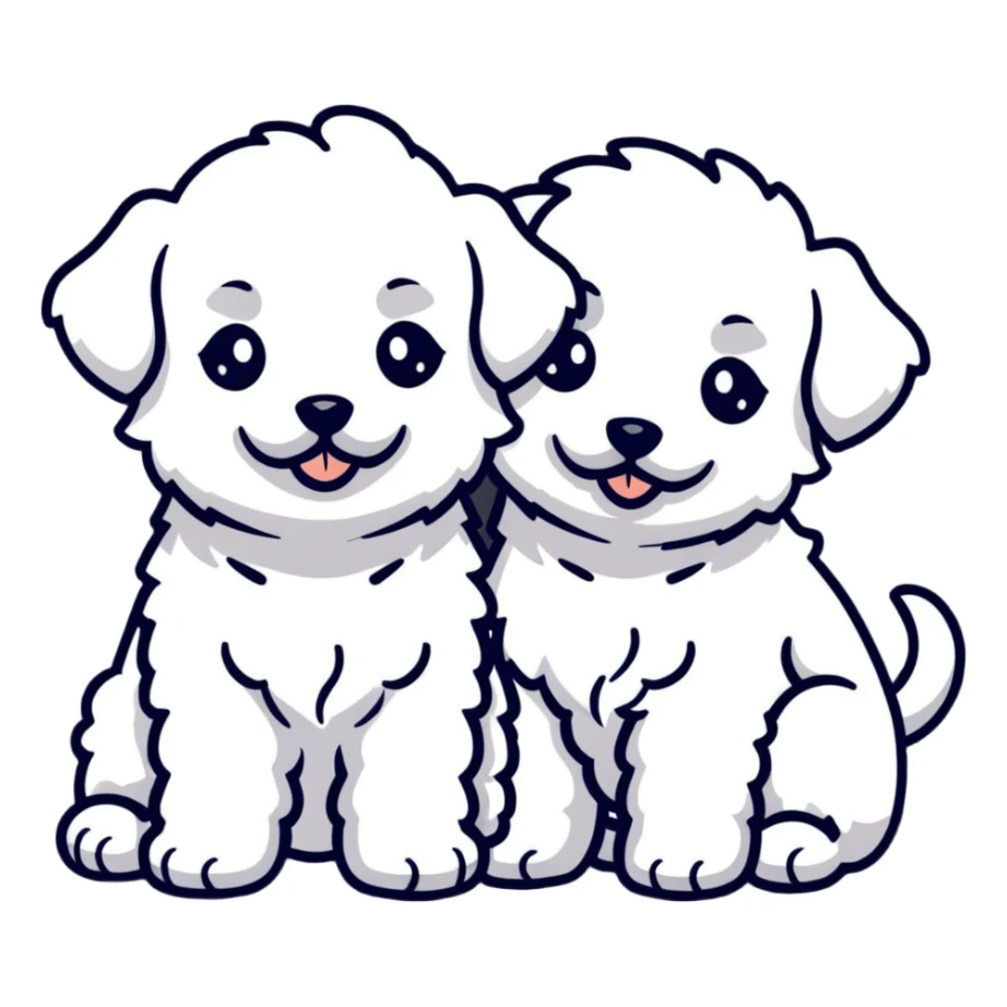 two realistic maltipoo puppies with curly fur sticker