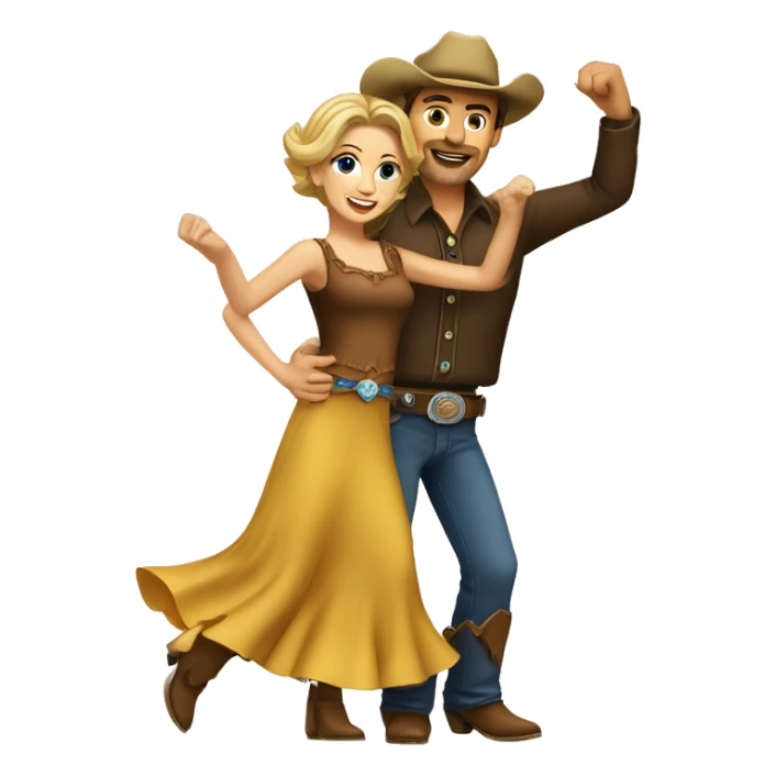 Caucasian Male and female country western dancing sticker