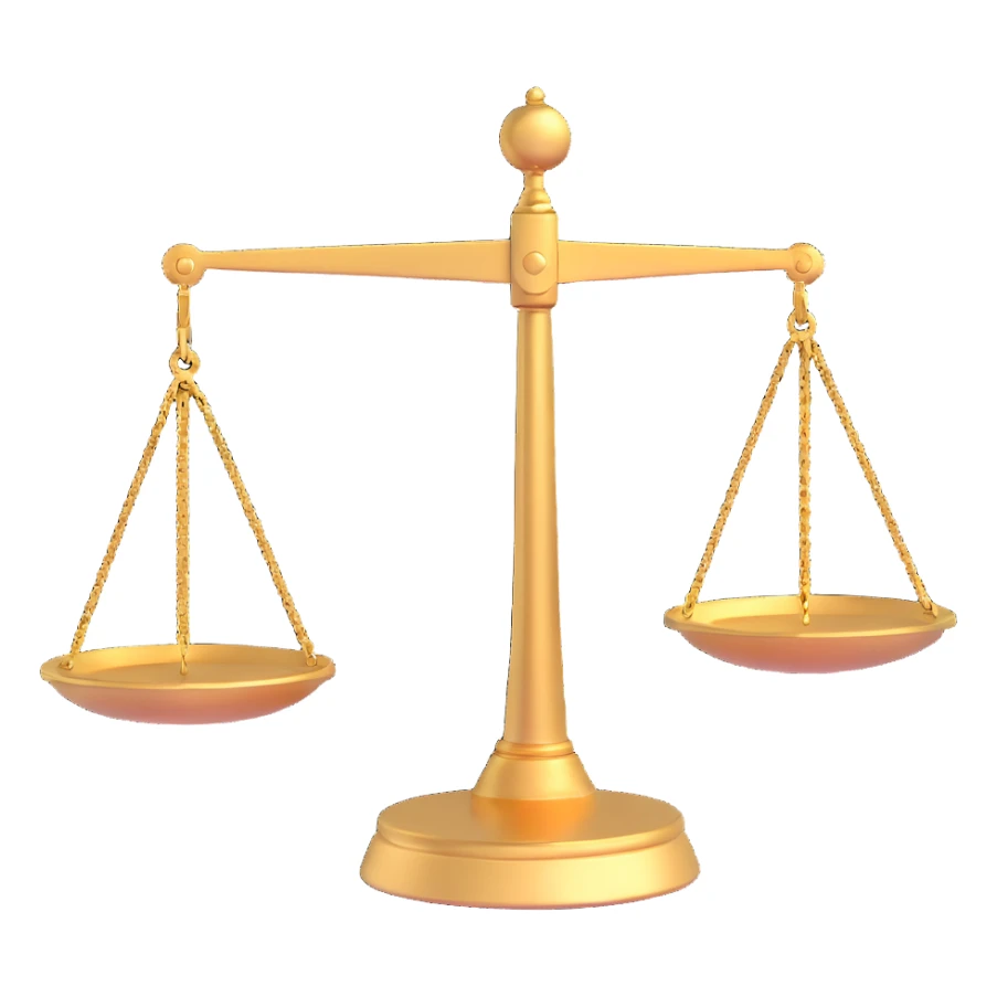 imbalance scale, 3D style, one side tipped, metallic gold, dynamic perspective sticker