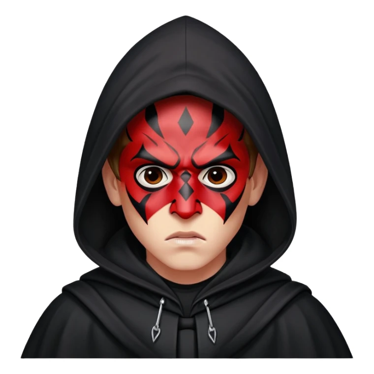 Mad boy with Darth maul cloak and hood sticker