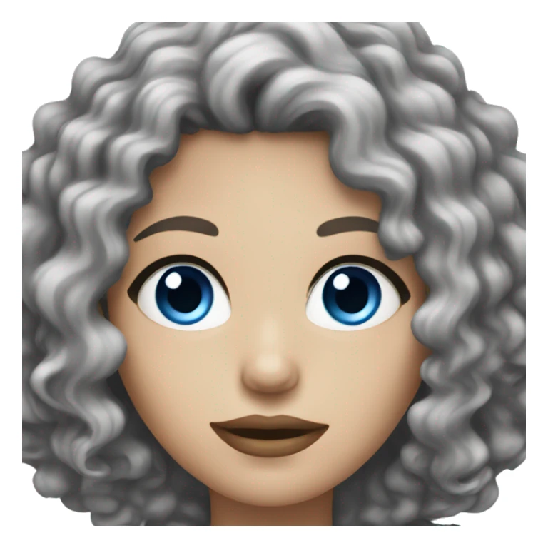 White Woman with curly black hair, thin lips and blue eyes  sticker