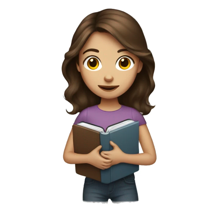 Girl with brown hair holding a kindle sticker