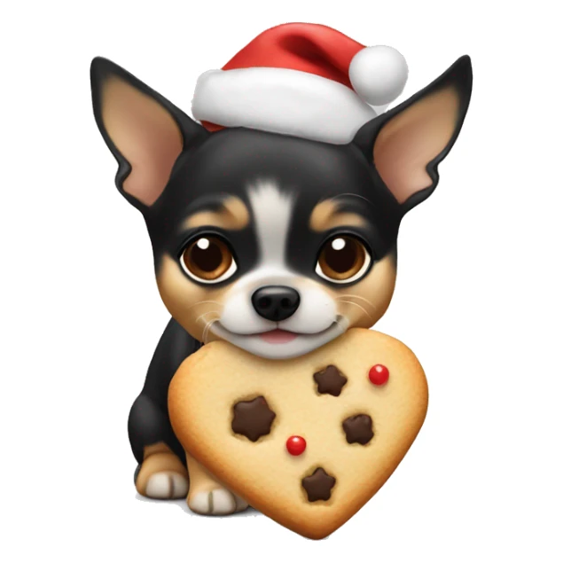 black & tan chihuahua puppy holding a christmas cookie sticker
