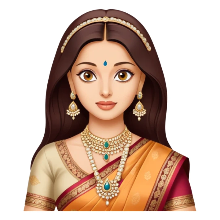 Aishwarya Rai in a saree, traditional Indian outfit, jewelry sticker