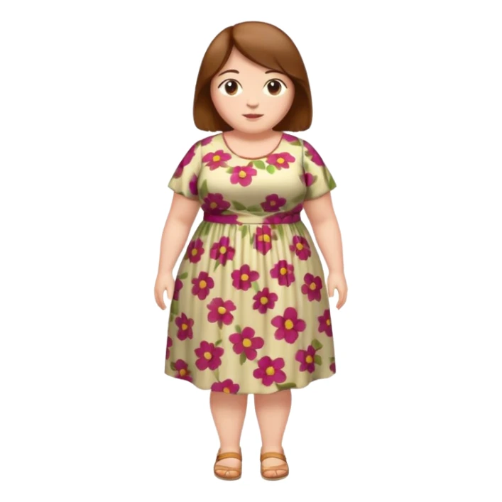 Fat white woman. Full body. Brown hair sticker