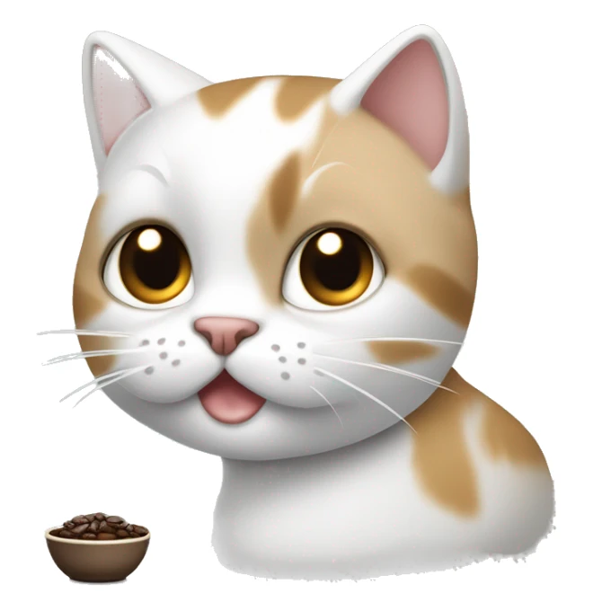 Gato blanco con manchas negras y cafeses con una liña cara sticker