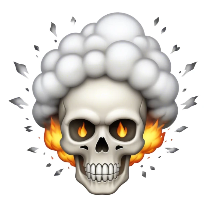 cartoonish skull emoji blasting up sticker